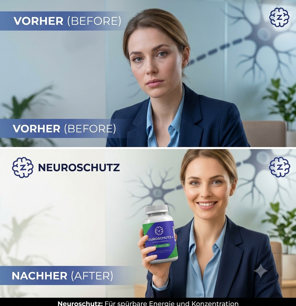NeuroSchutz campaign image: from a strained day to a brighter, focused one